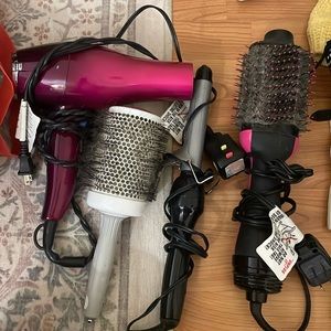 Hair Tools, hair dryer, hair curler 1in, round large brush, revlon one step